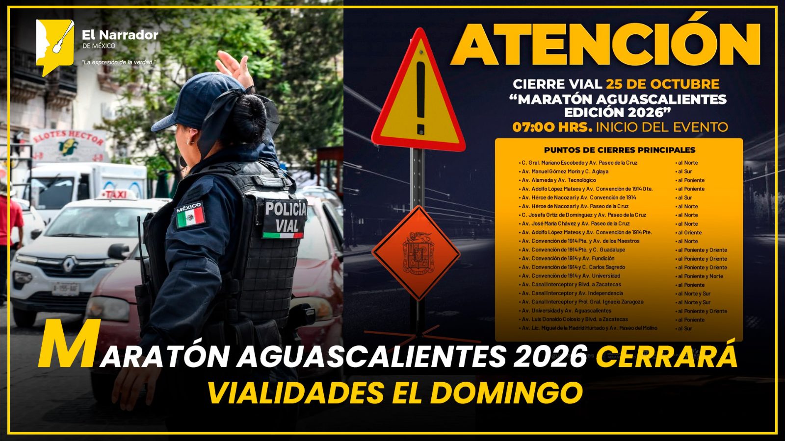 MARATÓN AGUASCALIENTES 2026 CERRARÁ VIALIDADES EL DOMINGO